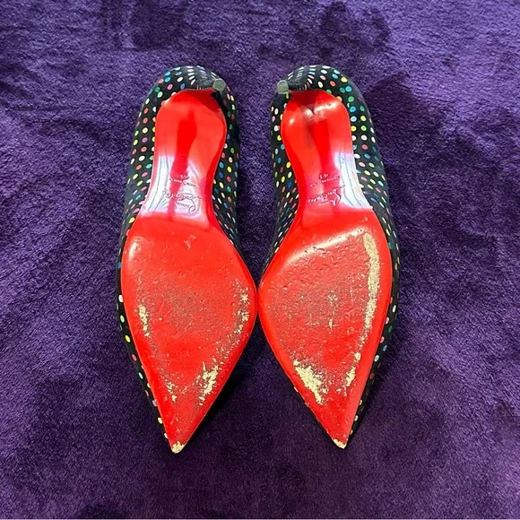 Christian Louboutin Hot Chick 100 Polka Dot Suede Pumps Size 41 - Picture 9 of 12